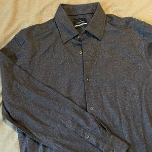 Men’s Savile Row Comfort Slim Fit Knit Shirt. Navy/ blue size 17 34-35. NWOT.